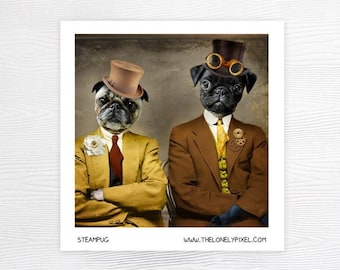 Fridge Magnet - Pug Dog - Stocking stuffer - Housewarming Gifts - Steampunk Pugs