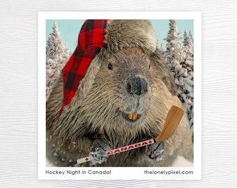 Fridge Magnet - Hockey Beaver Canada - Housewarming Gift - Stocking Stuffer - Nova Scotia