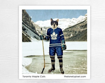 Fridge Magnet - Toronto Maple Leafs Hockey Cat - Stocking Stuffer