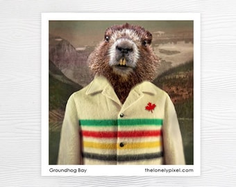 Fridge Magnet - Groundhog Canada Hudson Bay Coat - HBC - Funny Housewarming gift
