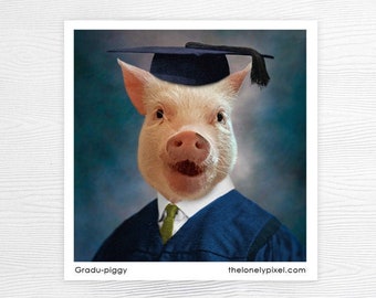 Fridge Magnet - Pig Graduation - Stocking Stuffer - Gifts under 10