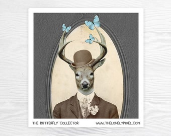Fridge Magnet - Deer Butterflies - Stocking Stuffer - Housewarming Gift - Canadian Seller