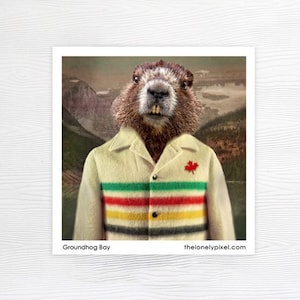 Kühlschrankmagnet - Murmeltier Canada Hudson Bay Coat - HBL - Lustiges Housewarming Geschenk