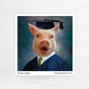 Fridge Magnet - Pig Graduation - Stocking Stuffer - Gifts under 10