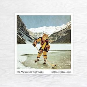 Fridge Magnet - Vancouver Canucks Hockey Cat - Flying V - Stocking stuffer - Housewarming Gifts