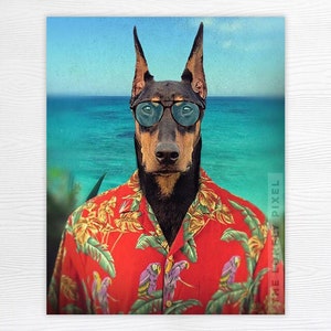 Doberman Dog Photography Art - Magnum PI - Hawaiian Shirt - &quot;Dobernum PI&quot;