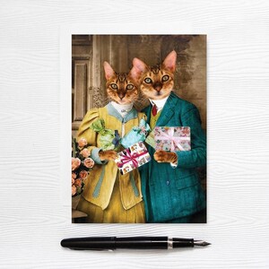 Carte de voeux d'anniversaire chats - 5 x 7 vierges - animaux déguisés - voeux d'anniversaire parfaits de Bella et Luca