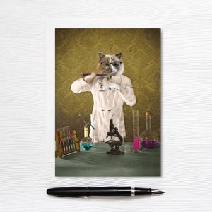 Scientifique Cat - Papeterie de carte de voeux vierge