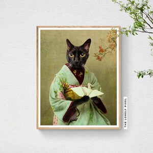 Black Cat Geisha Photography Print of Mou-chan image 2