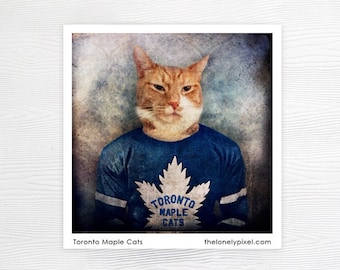 Fridge Magnet - Toronto Maple Leafs Hockey Orange Cat - Stocking Stuffer