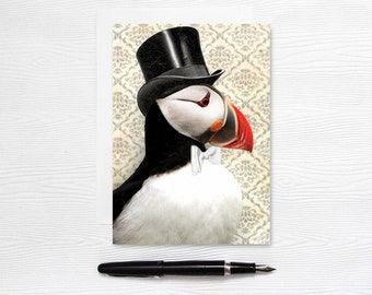 Puffin Art Bird Greeting Card - 5x7 Blank - Cards Canada Eh - Newfoundland - Iceland