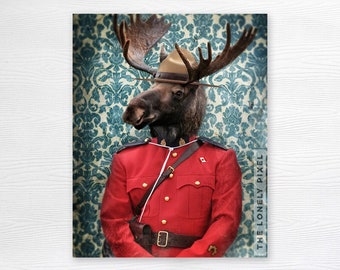 Moose Art Photo Print - Canada Art - Canadian Mountie - Canadiana - 5x7 8x10 24x32 - Morris Moose