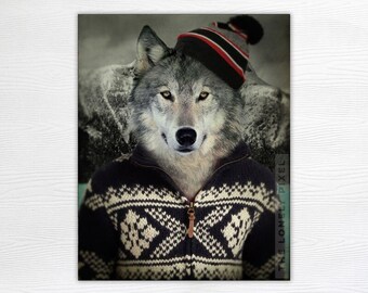 Wolf Photo Print - Animals Canada - Cowichan Sweater - 5x7 8x10 11x14 - Timothy Howler