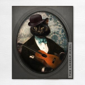 Black Cat Playing Guitar - Art Photo Print - Felix Fitzpatrick