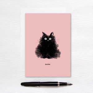 Carte de voeux chat noir - dessin mignon - vierge 5 x 7 - Duster