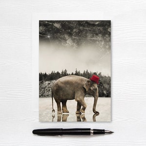 Carte de voeux éléphant - Papeterie vierge 5 x 7