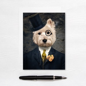 Carte de voeux - chien Westie - West Highland Terrier - vierge 5 x 7 - Sir Bunty
