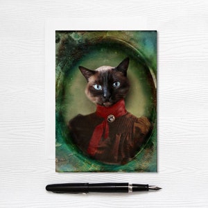 Carte de Voeux - Chat Siamois - Papeterie vierge - 5x7 - Jeune Dame des Shetland