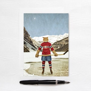 Carte de voeux Canadiens de Montréal du Tricolore - Papeterie d'art de chat - Hockey sur glace - Vierge 5 x 7