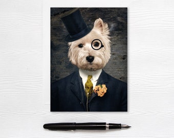 Tarjeta de felicitación - Westie Dog - West Highland Terrier - 5x7 En blanco - Sir Bunty