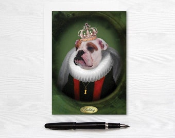 British Bulldog Greeting card - Queen dog stationery - Canada cards