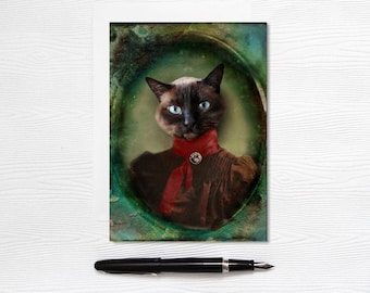 Greeting Card - Siamese Cat - Blank stationery - 5x7 - Young Lady of Shetland