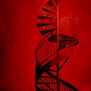 Montreal Photo Print Architecture Photography Spiral Staircase Red Decor Cherry Twist image 5