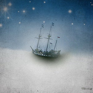 Pirate Ship Decor Photo Print Tall ship Art for the Nursery 5x7 8x10 Charting the Clouds 5x7 inches