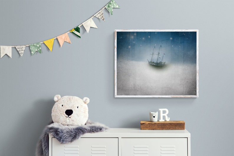 Pirate Ship Decor Photo Print Tall ship Art for the Nursery 5x7 8x10 Charting the Clouds image 2