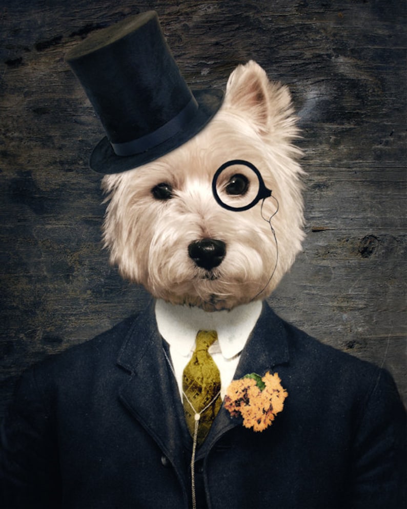 Westie Art Dog Print Westies West Highland Wood Wall Art Sir Bunty