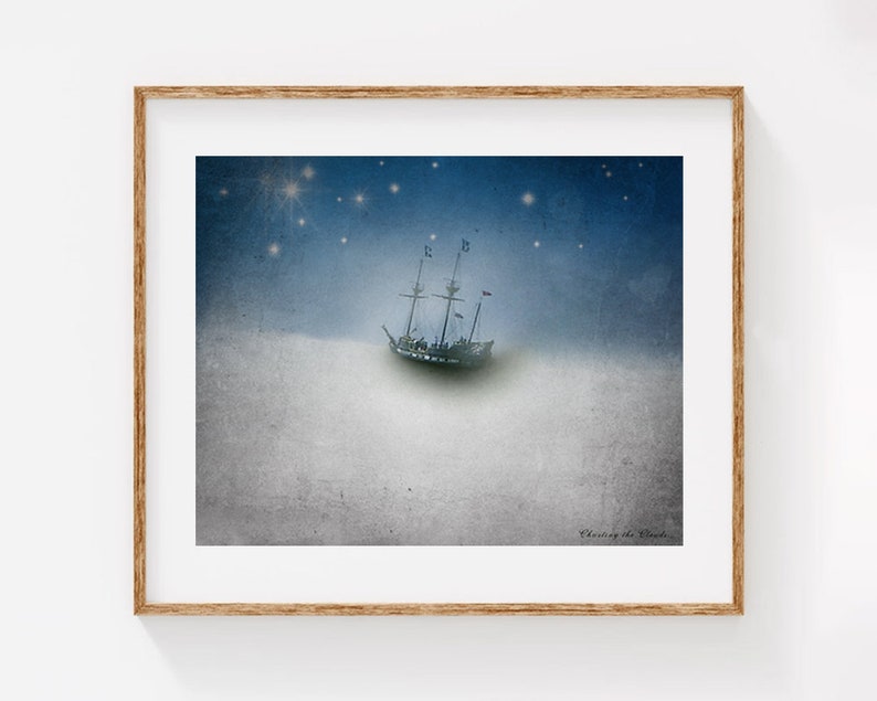 Pirate Ship Decor Photo Print Tall ship Art for the Nursery 5x7 8x10 Charting the Clouds image 1