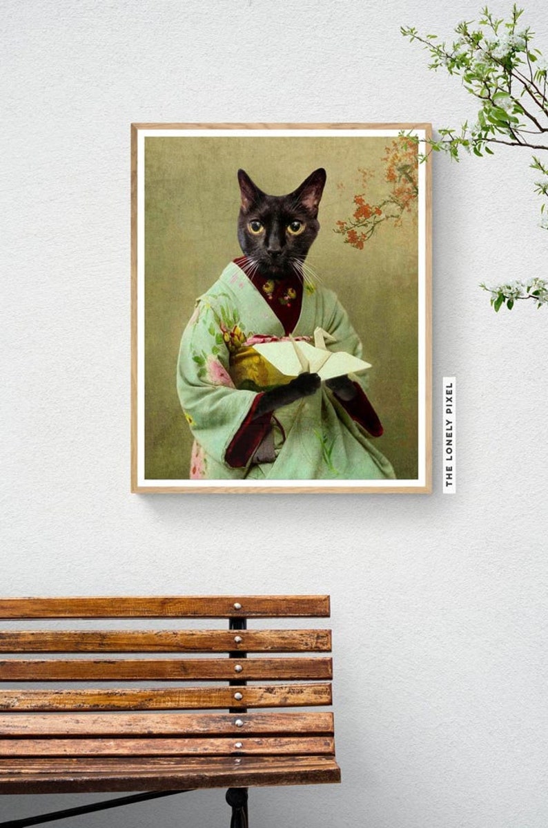 Black Cat Geisha Photography Print of Mou-chan image 2