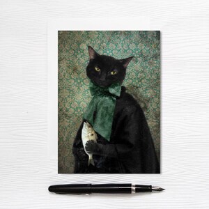 Rococo Cat Photo Print, Black Cat Holding Fish, Animal Art Photography, 5x7, 8x10 Case of the Missing Fish image 4