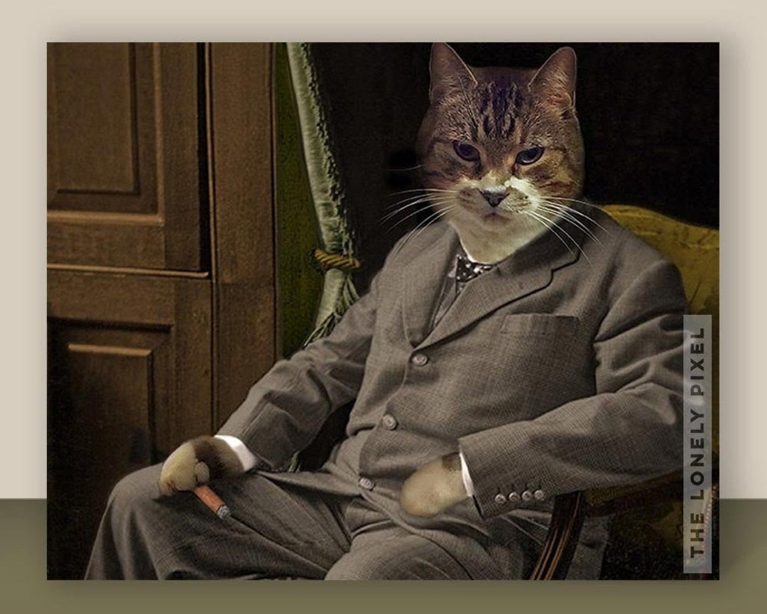 Winston Churchill Cat Print Cigar Kitty Pet Portrait 5x7 - Etsy