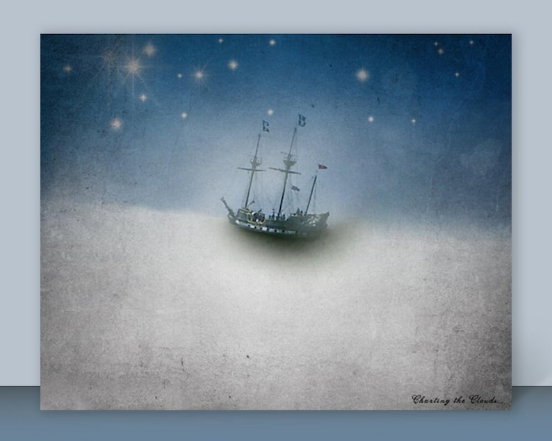 Pirate Ship Decor Photo Print Tall ship Art for the Nursery 5x7 8x10 Charting the Clouds 8x10 inches