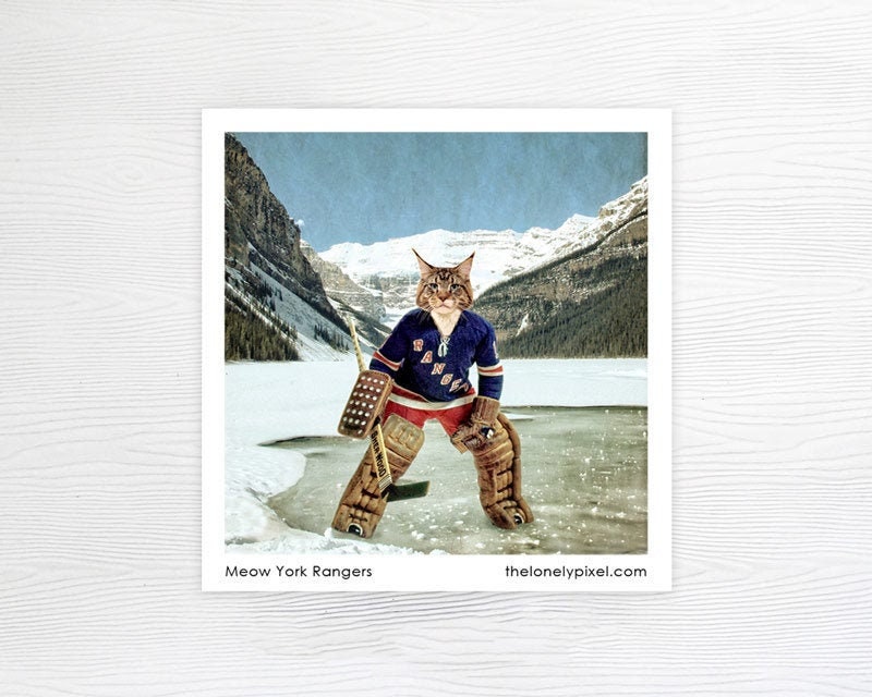 Fridge Magnet -  New York Rangers - Hockey cat - Gifts under 10