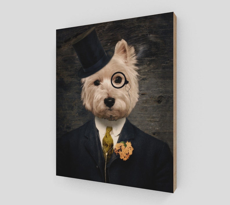 Westie Art Dog Print Westies West Highland Wood Wall Art Sir Bunty