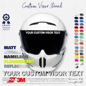 Texte de visière personnalisé (lot de 2) pour casque de moto/bande de visière/autocollant de course