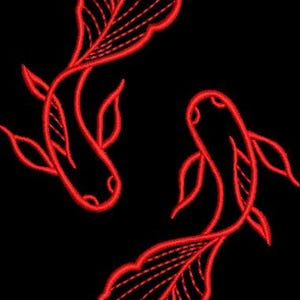 Koi Fish Machine Embroidery Design 2 SIZES Japanese art, Fishing, embroidery pattern, embroidery files, İnstant Download