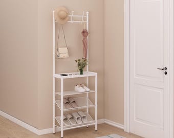 Clark Coat & Shoe Rack, kledingrek, opbergruimte voor in de bijkeuken, industrieel meubilair voor kleding, meubilair, kledingrek Winkeldisplay