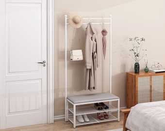 Colbie kapstok- en schoenenrek, kledingrek, opbergruimte voor in de bijkeuken, industrieel meubilair voor kleding, meubilair, kledingrek, winkeldisplay