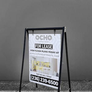 Double‑Sided Metal Swing A‑Frame Sidewalk Sign | Outdoor Advertising Board with Weather‑Resistant Panel | Storefront Display Stand