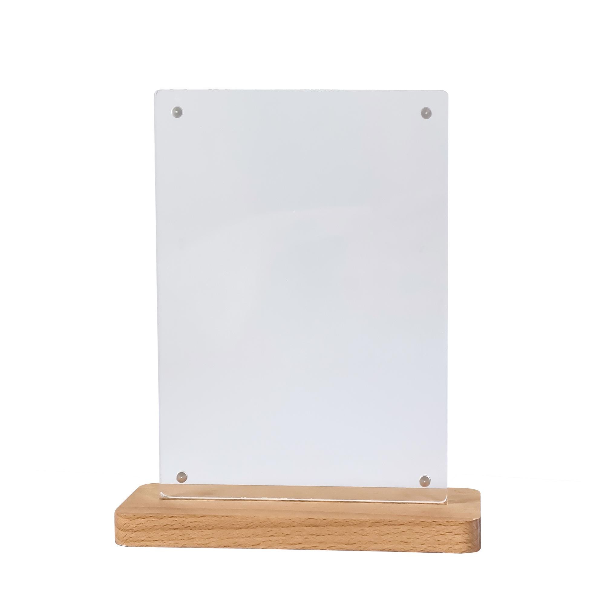 Timber Sign Holder Magnetic Clear Acrylic Wood Base Sign Holder 6