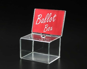 Heldere acryl stembus met slot en sleutel - 8" veilige donatie- en suggestiebus met gleuf 6"B x 4,25"H