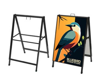 Set reclameborden voor kleine bedrijven • Stoepbord met A-frame + Oprolbanner + Baliebord • Winkelpresentatiematerialen