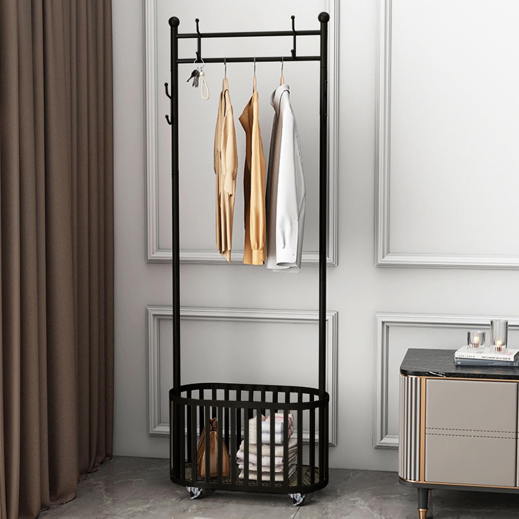 Small Rolling Racks Robyn Rolling Garment Rack W/basket, Clothes Rack, Mudroom Storage ...