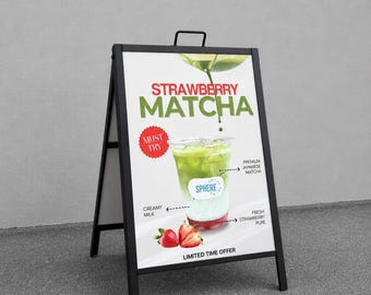 Black Double Sided Metal A-Frame Sign 18x24 – Portable Sidewalk Sign for Outdoor Advertising- Café Sign