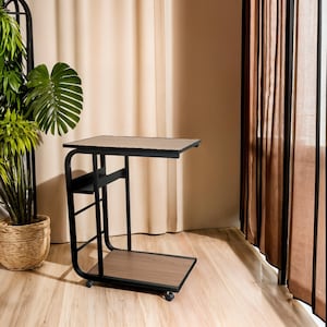Large Sidney Couch C-Shaped Rolling Side Table W/Rack, mudroom storage, garment industrial furniture, furniture, Shop display