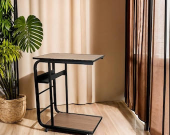 Grote Sidney Couch C-vormige bijzettafel met rek, opbergruimte voor in de bijkeuken, industriële meubels voor kleding, meubels, winkeldisplay