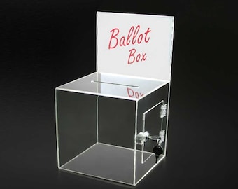 Heldere acryl stembus met slot en sleutel - 8" veilige donatie- en suggestiebus met gleuf